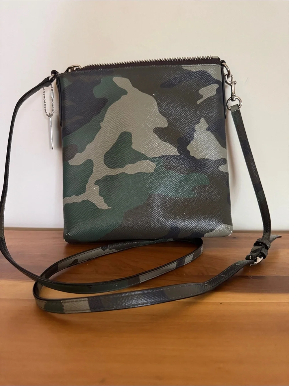 COACH Green Camouflage Print Crossbody Bag With Large Slip-On Pocket